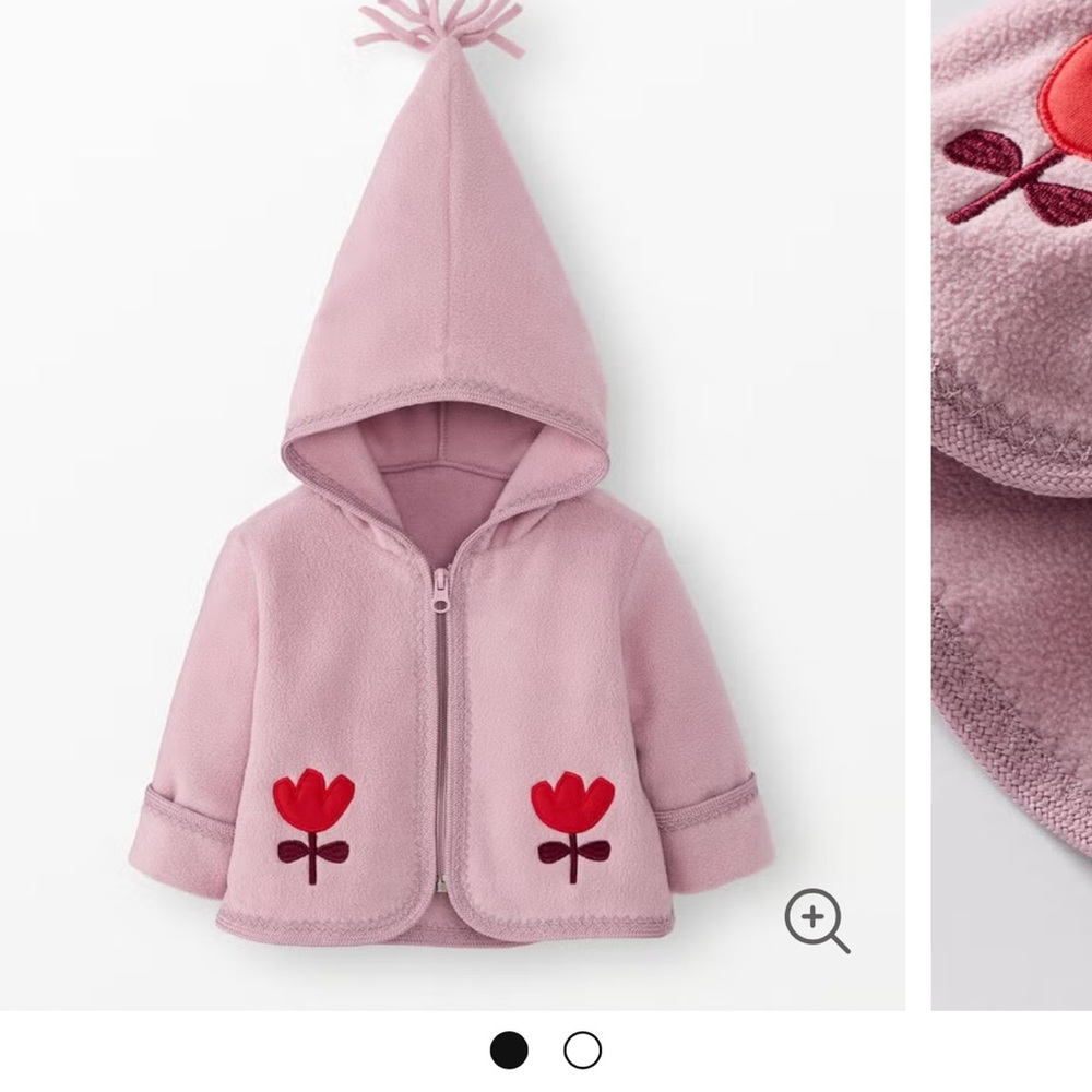 Hanna Andersson Pink Hooded Jacket with Red Flower Design